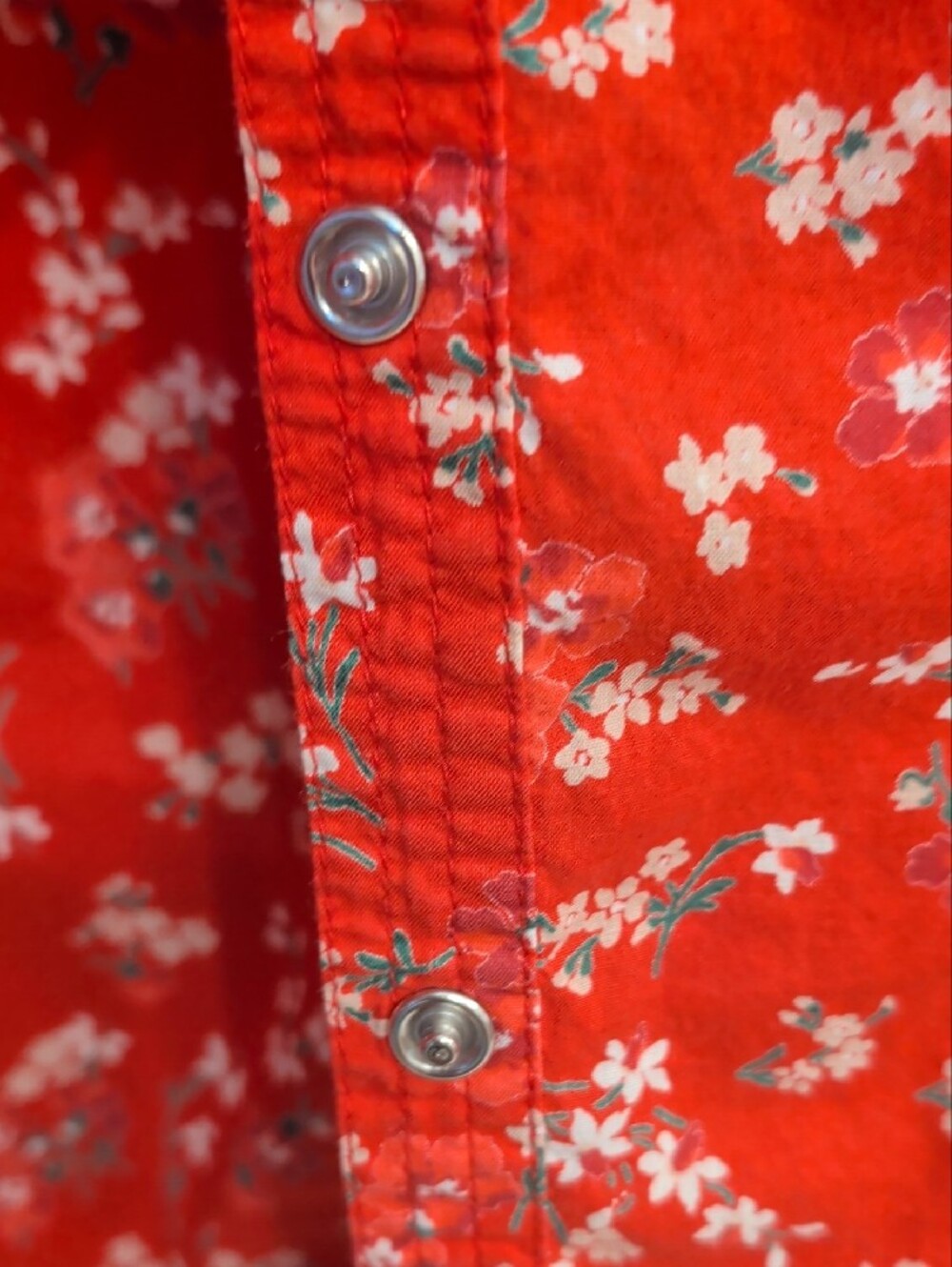 Style & Co. Red Floral Snap-Front Shirt Women's Plus Size 18W 100% Cotton Sequin - Picture 4 of 6